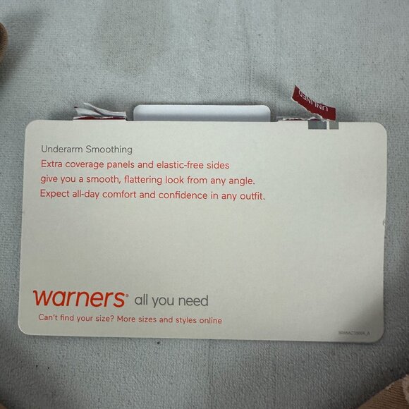 Warners Blissful Benefits Underwire Unlined Smoothing T-Shirt Bra 34C Beige Lace - Picture 3 of 7